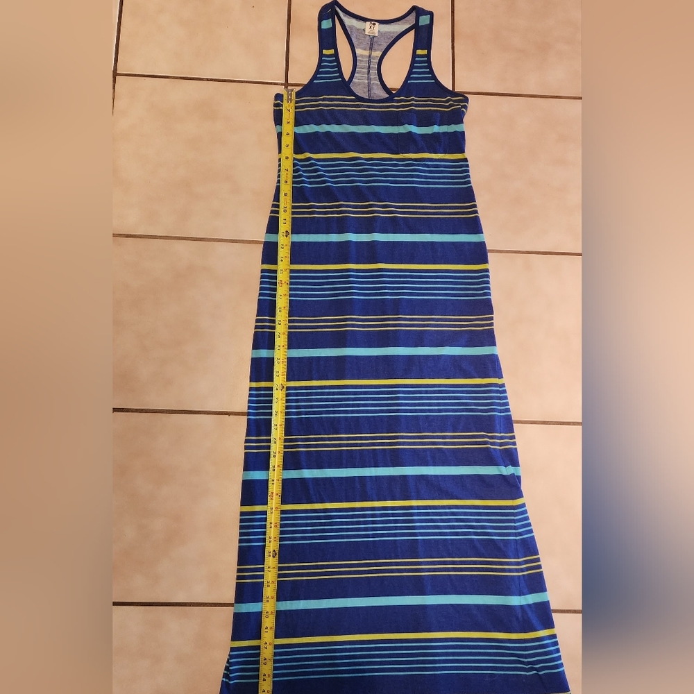 Roxy Dana Blue Racerback Striped Maxi Dress Size Small